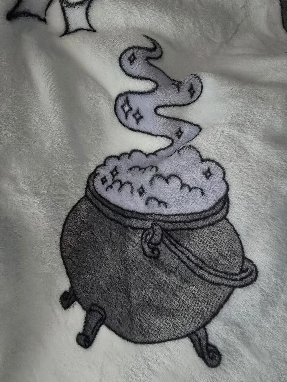 Deco Witch Hat Cauldron Soft Plush Throw Blanket Gray